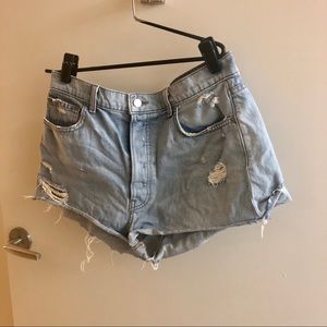 Reformation button fly jean shorts